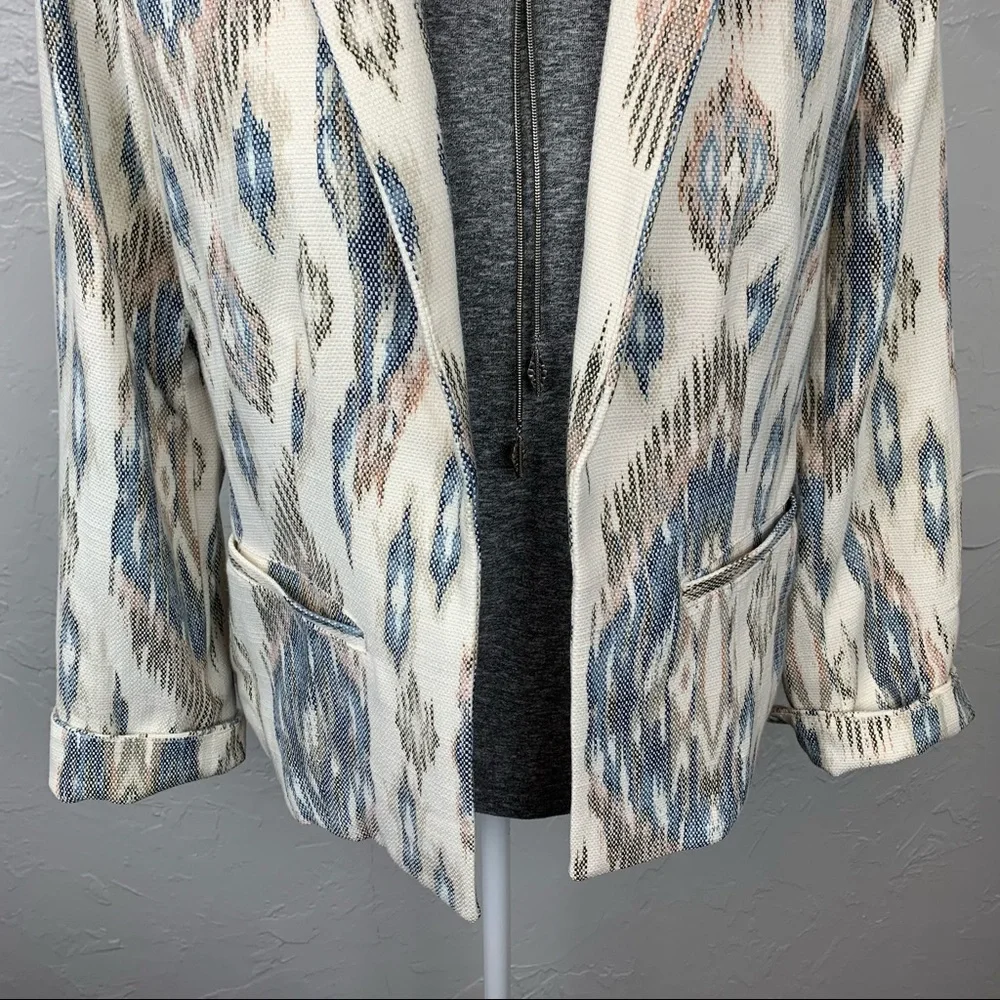 Chico’s Aztec Boho Western woven ikat open front Blazer 0 or Sm - Picture 3 of 9